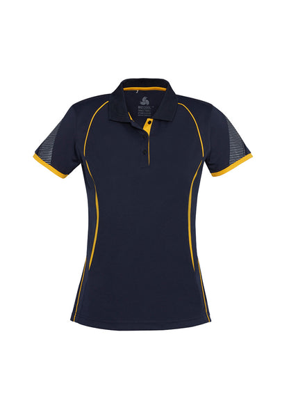 Biz Collection Womens Razor Short Sleeve Polo - Navy/Gold