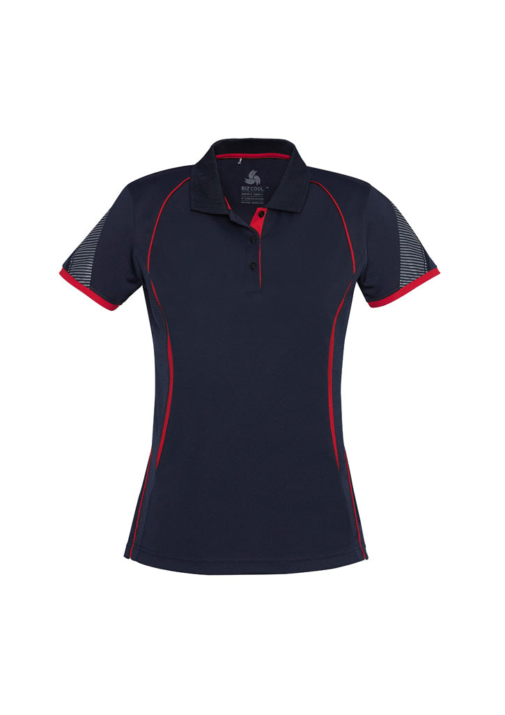 Biz Collection Womens Razor Short Sleeve Polo - Navy/Red