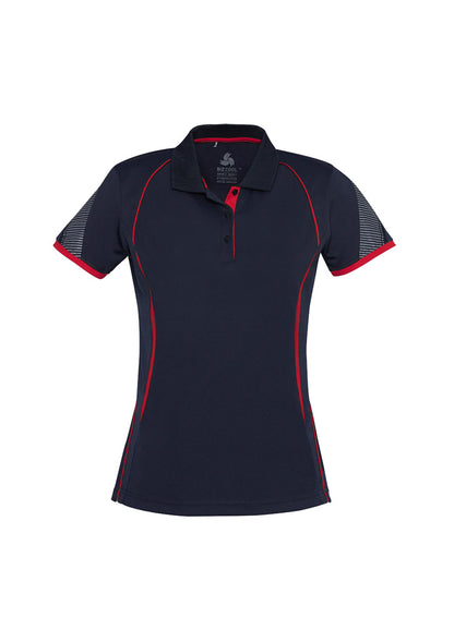 Biz Collection Womens Razor Short Sleeve Polo - Navy/Red