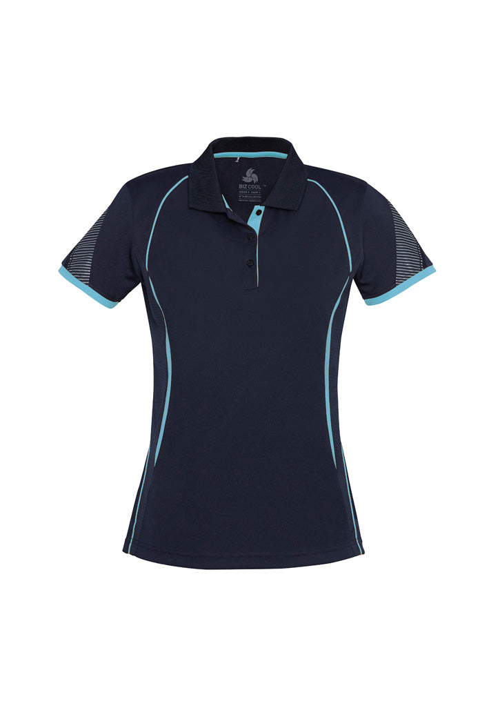 Biz Collection Womens Razor Short Sleeve Polo - Navy/Sky