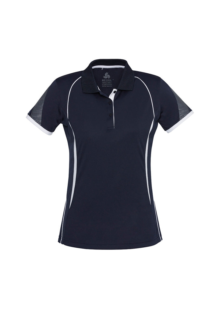 Biz Collection Womens Razor Short Sleeve Polo - Navy/White