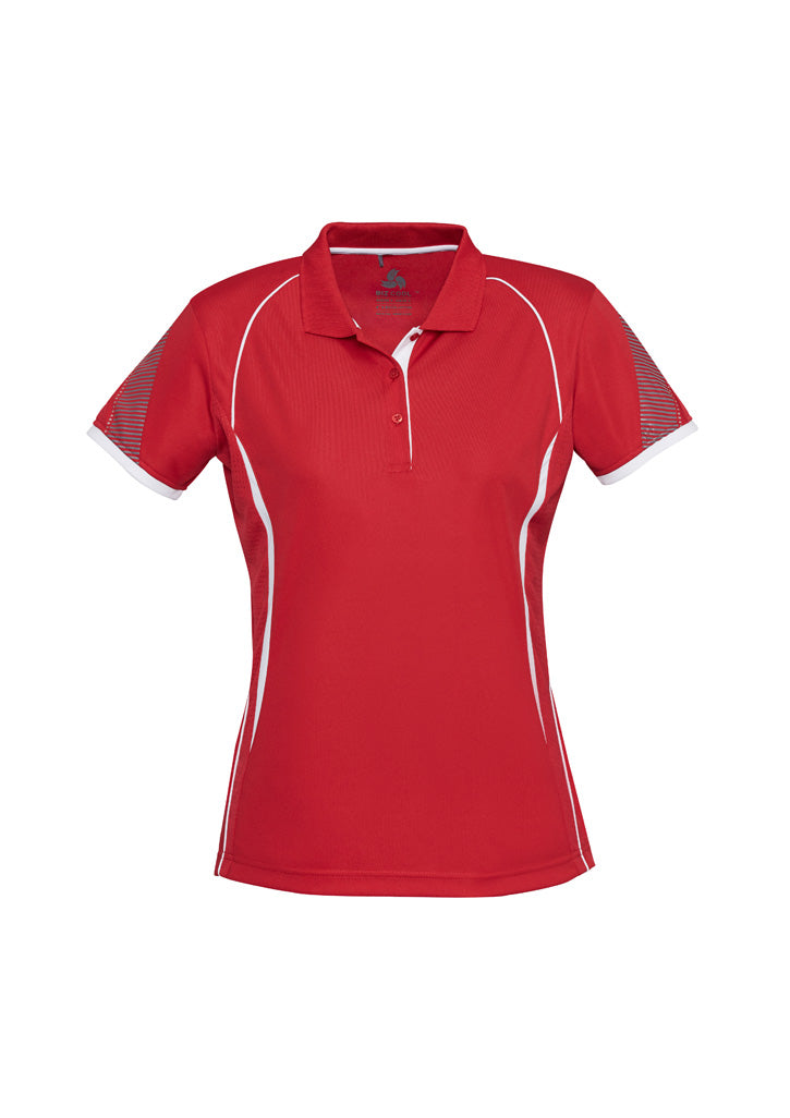 Biz Collection Womens Razor Short Sleeve Polo - Red/White