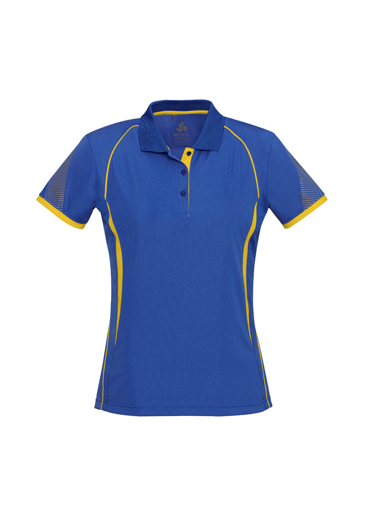 Biz Collection Womens Razor Short Sleeve Polo - Royal/Gold