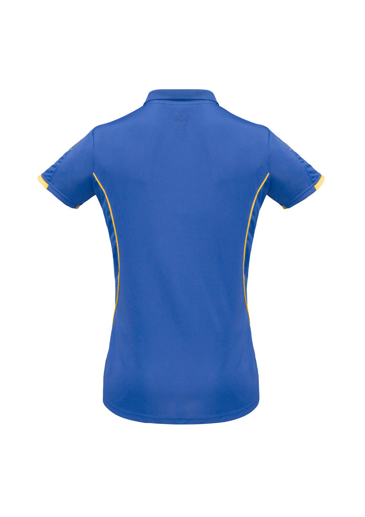 Biz Collection Womens Razor Short Sleeve Polo - Royal/Gold