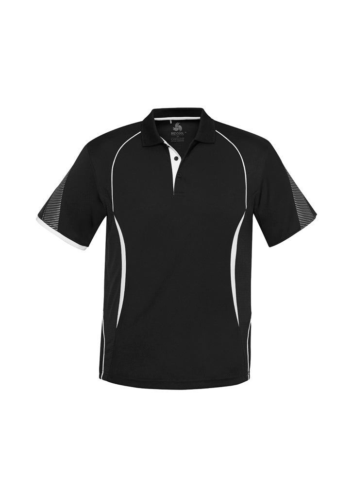 Biz Collection Mens Razor Short Sleeve Polo - Black/White