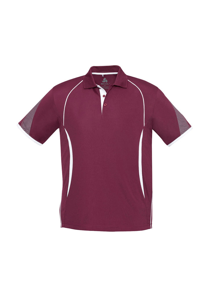 Biz Collection Mens Razor Short Sleeve Polo - Maroon/White