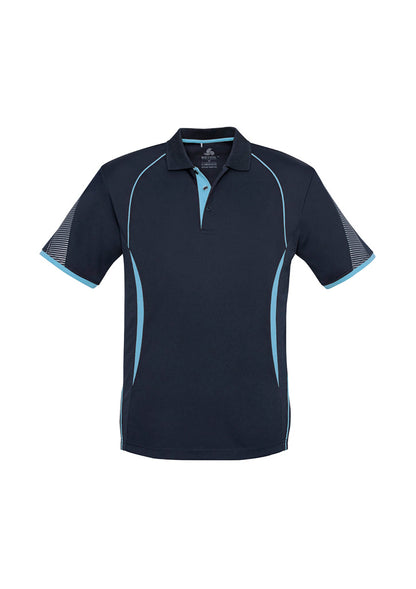 Biz Collection Mens Razor Short Sleeve Polo - Navy/Sky
