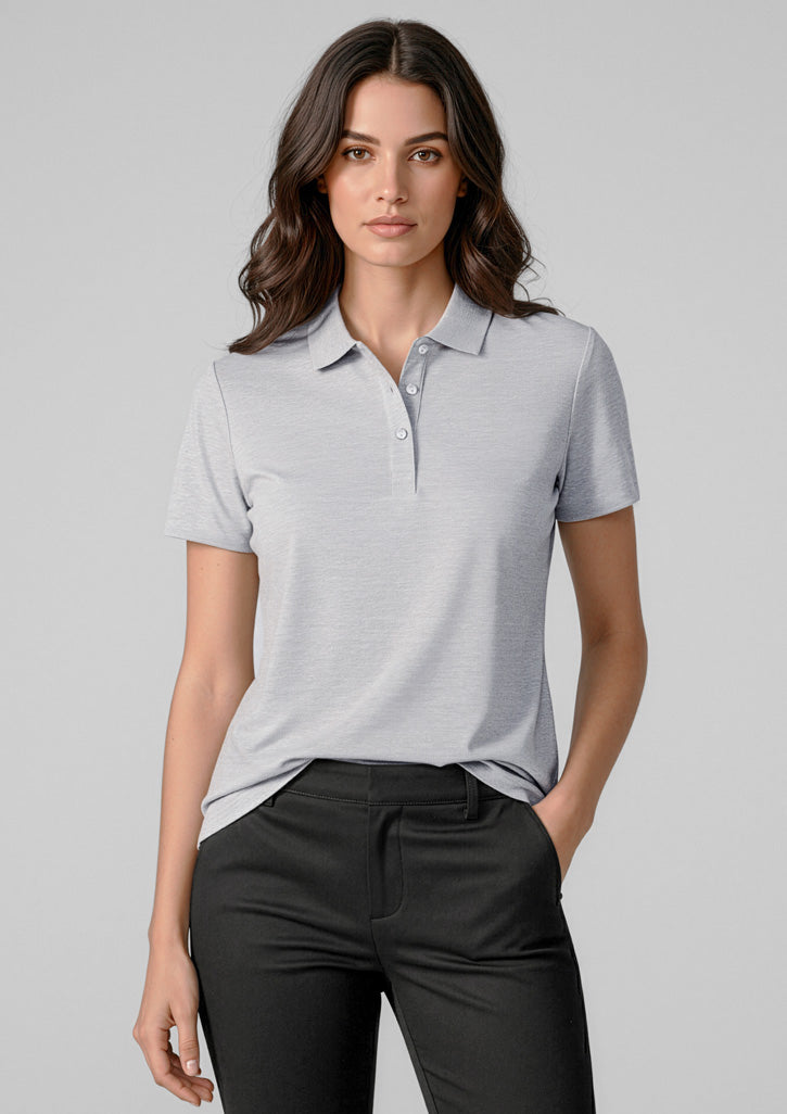 Biz Collection Womens Orbit Short Sleeve Polo - Silver