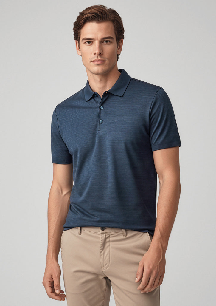 Biz Collection Mens Orbit Short Sleeve Polo - Navy