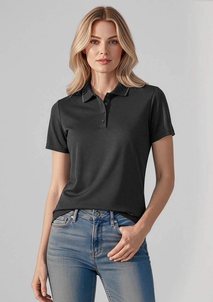 Biz Collection Womens Echo Short Sleeve Polo - Black Graphite