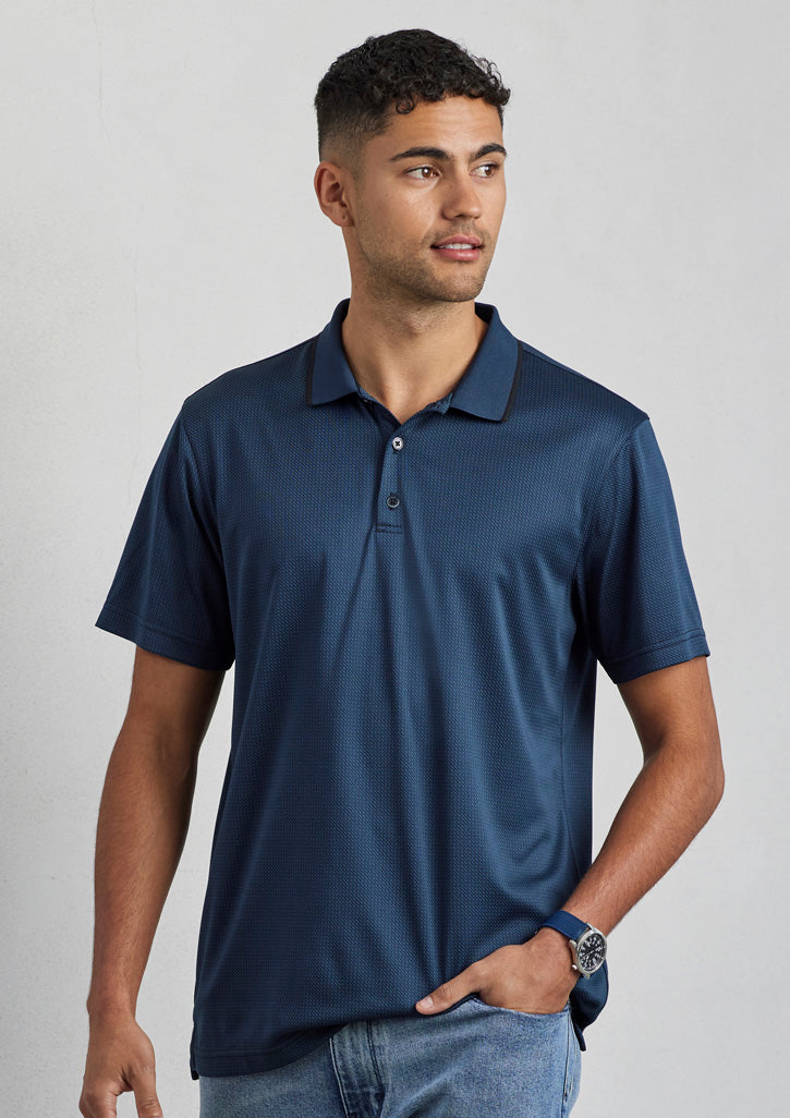 Biz Collection Mens Echo Short Sleeve Polo - Carbon Blue
