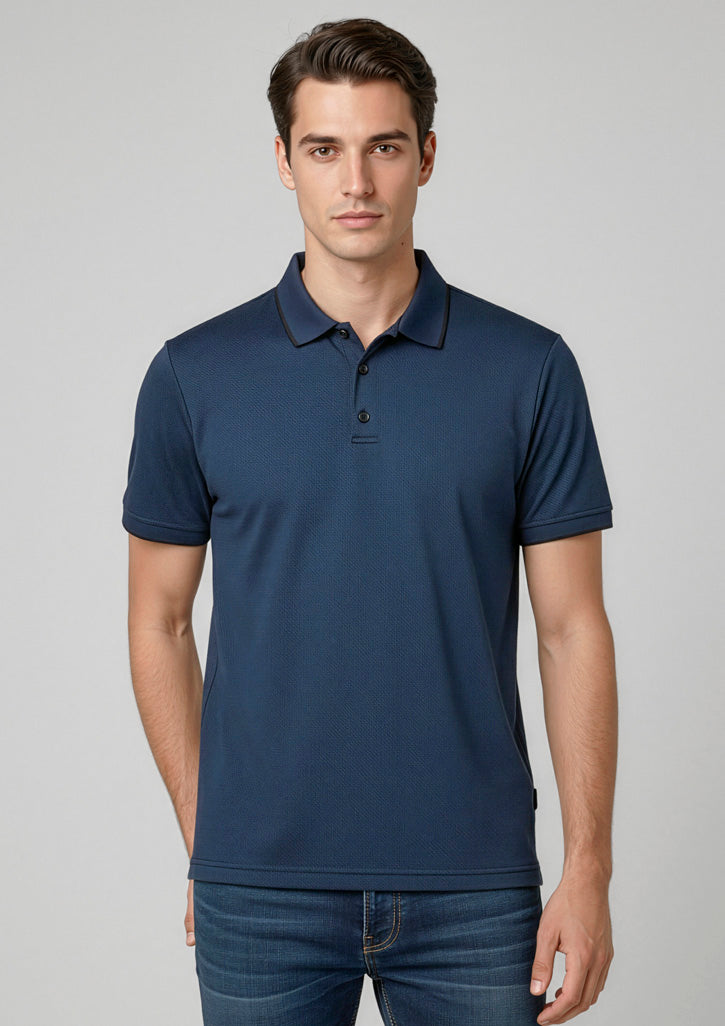 Biz Collection Mens Echo Short Sleeve Polo - Carbon Blue
