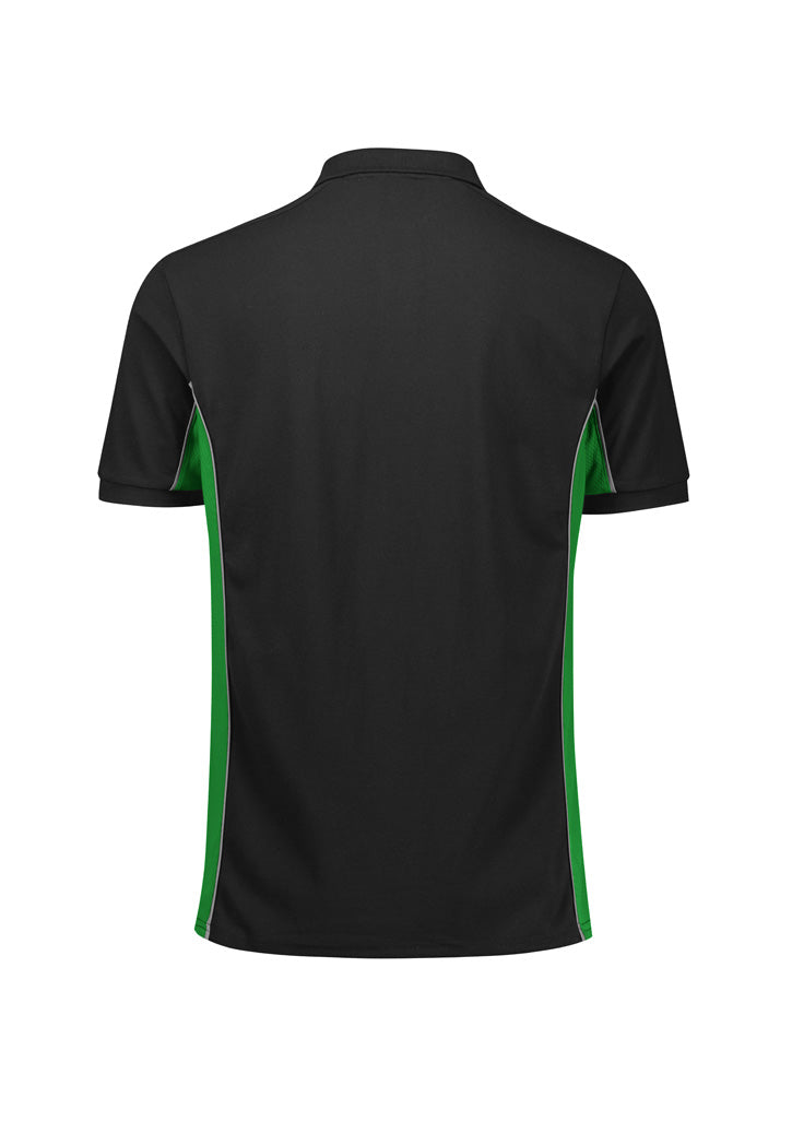 Biz Collection Unisex Grid Short Sleeve Polo - Black/Green