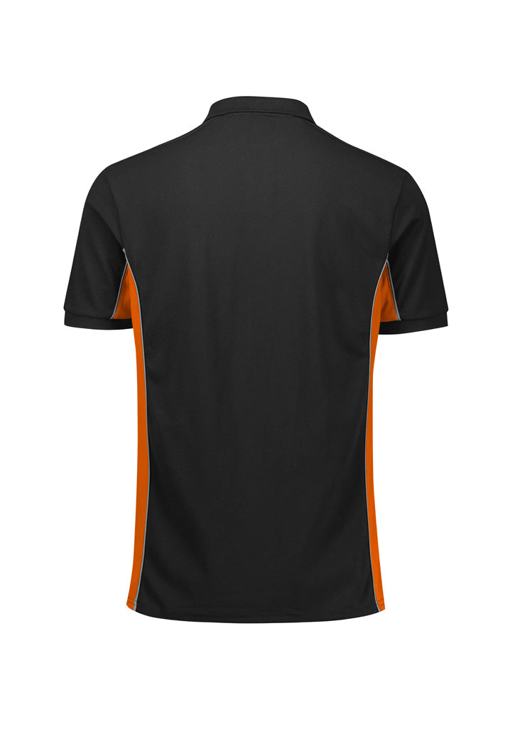 Biz Collection Unisex Grid Short Sleeve Polo - Black/Orange