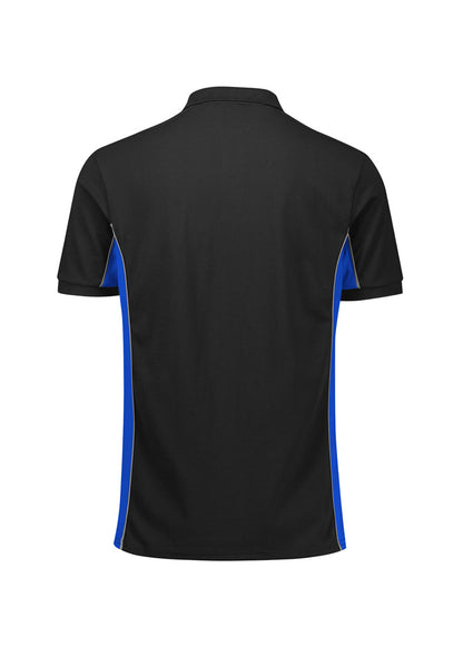 Biz Collection Unisex Grid Short Sleeve Polo - Black/Royal