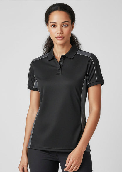 Biz Collection Unisex Grid Short Sleeve Polo - Black/Grey