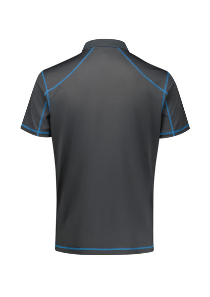 Biz Collection Mens Dart Short Sleeve Polo - Grey/Cyan