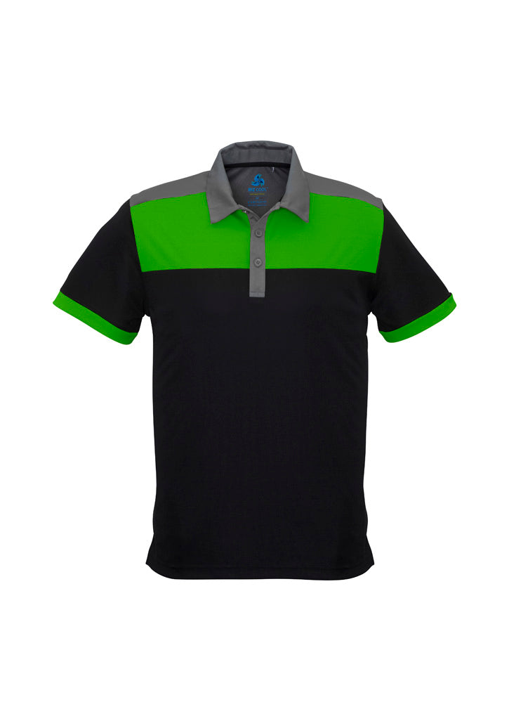 Biz Collection Mens Charger Short Sleeve Polo - Black/Green/Grey