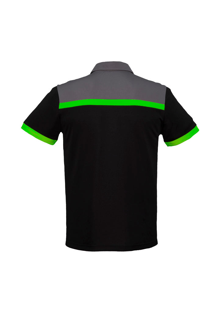 Biz Collection Mens Charger Short Sleeve Polo - Black/Green/Grey