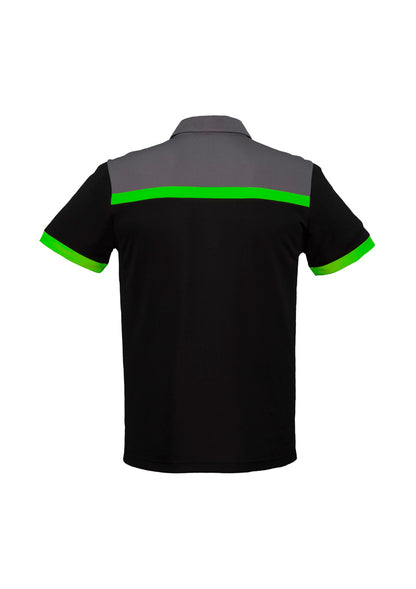 Biz Collection Mens Charger Short Sleeve Polo - Black/Green/Grey