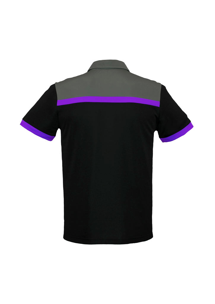 Biz Collection Mens Charger Short Sleeve Polo - Black/Purple/Grey