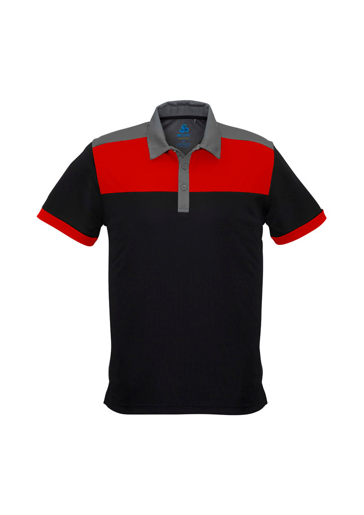 Biz Collection Mens Charger Short Sleeve Polo - Black/Red/Grey