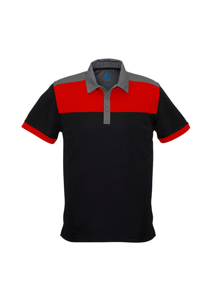 Biz Collection Mens Charger Short Sleeve Polo - Black/Red/Grey