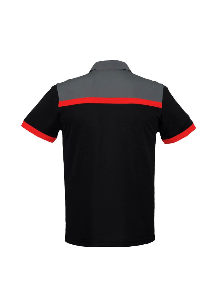 Biz Collection Mens Charger Short Sleeve Polo - Black/Red/Grey
