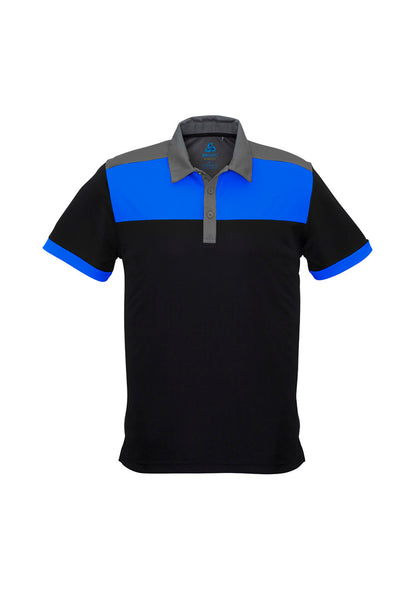 Biz Collection Mens Charger Short Sleeve Polo - Black/Royal/Grey