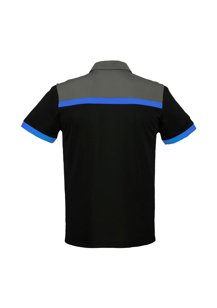 Biz Collection Mens Charger Short Sleeve Polo - Black/Royal/Grey