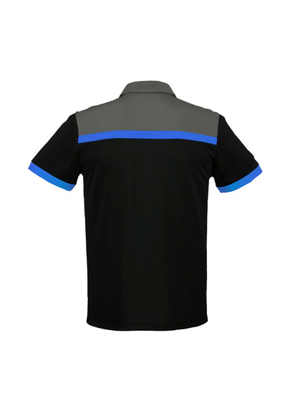 Biz Collection Mens Charger Short Sleeve Polo - Black/Royal/Grey