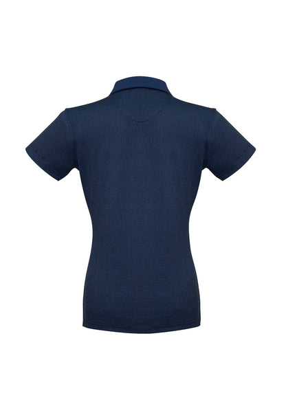 Biz Collection Womens Shadow Short Sleeve Polo - Carbon Blue