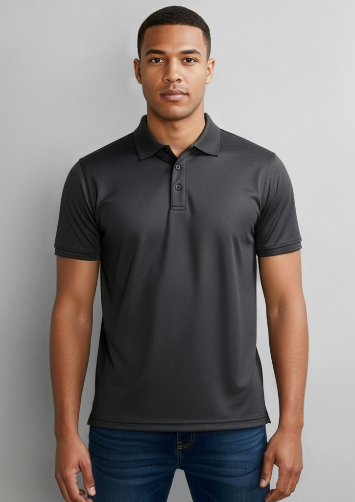 Biz Collection Mens Shadow Short Sleeve Polo - Graphite Black