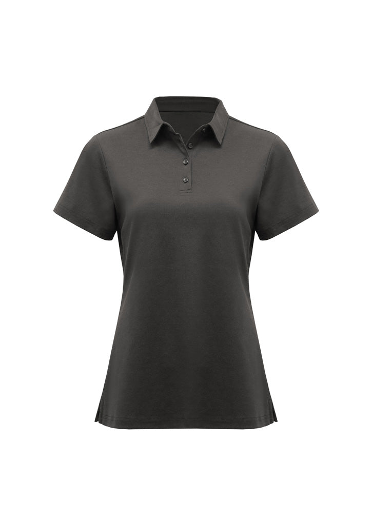 Biz Collection Womens Lotus Short Sleeve Polo - Charcoal