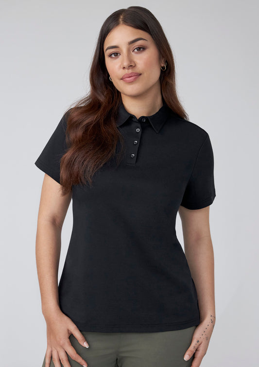 Biz Collection Womens Lotus Short Sleeve Polo - Mineral Blue