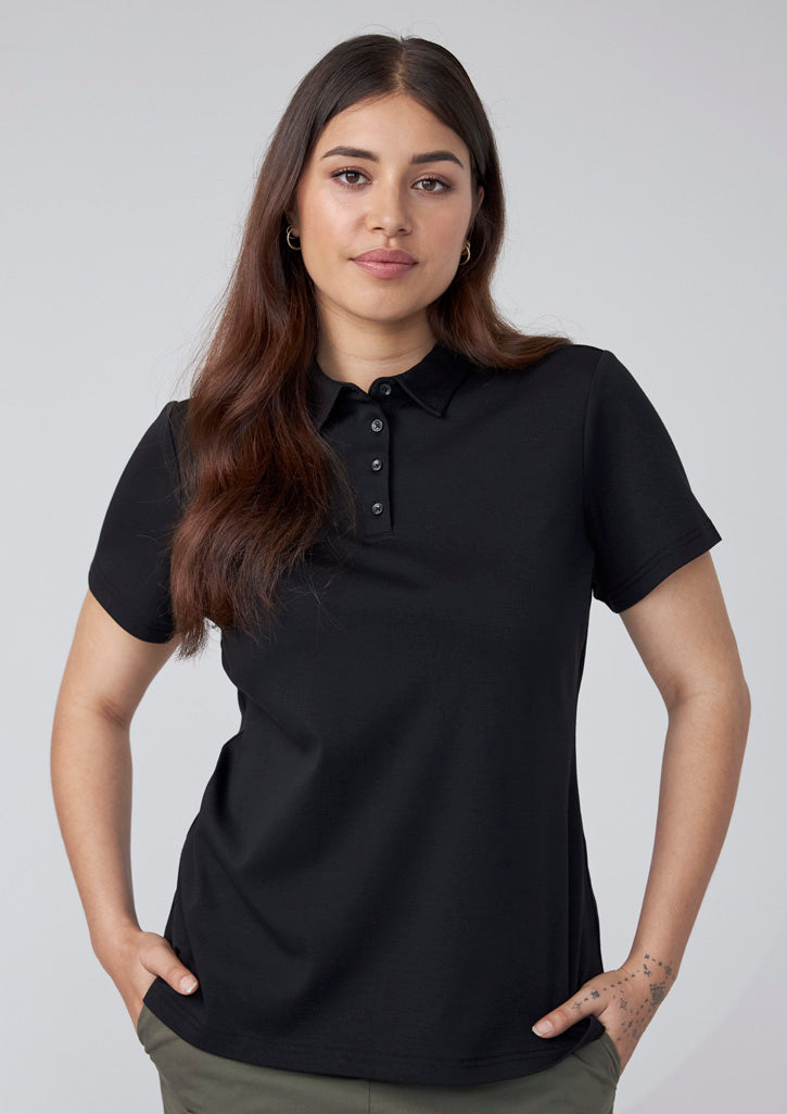 Biz Collection Womens Lotus Short Sleeve Polo - Black