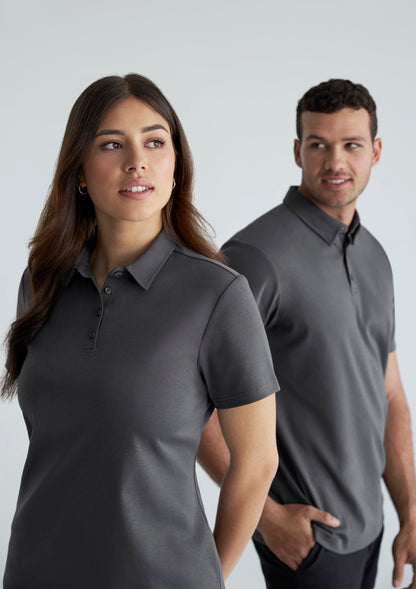 Biz Collection Womens Lotus Short Sleeve Polo - Charcoal