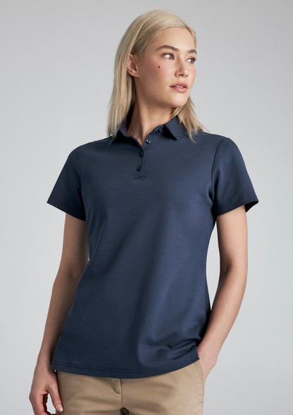 Biz Collection Womens Lotus Short Sleeve Polo - Mineral Blue