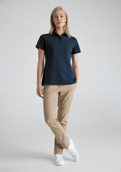 Biz Collection Womens Lotus Short Sleeve Polo - Navy