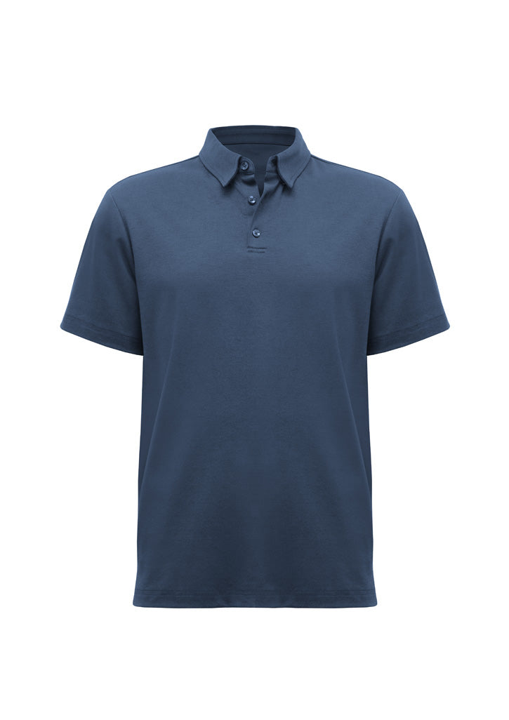 Biz Collection Mens Lotus Short Sleeve Polo - Mineral Blue