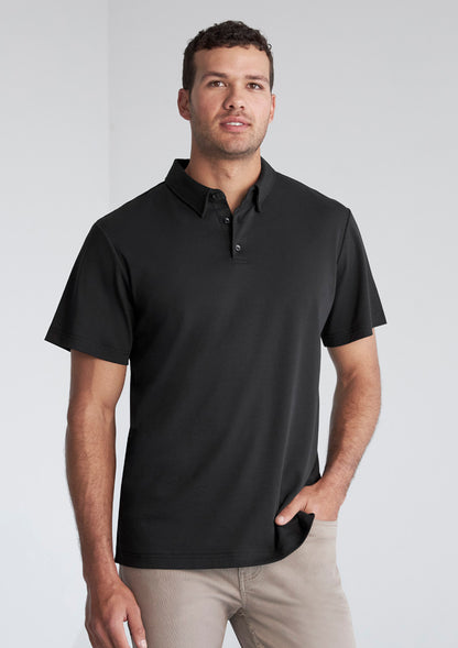 Biz Collection Mens Lotus Short Sleeve Polo - Charcoal