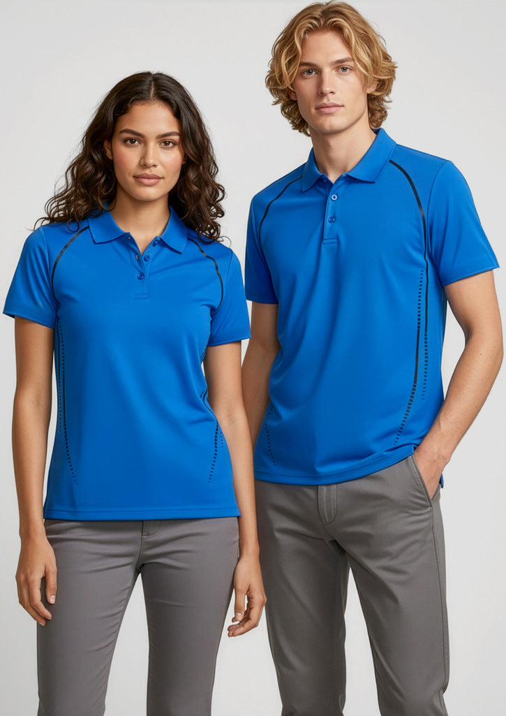 Biz Collection Womens Cyber Short Sleeve Polo - Royal/Silver
