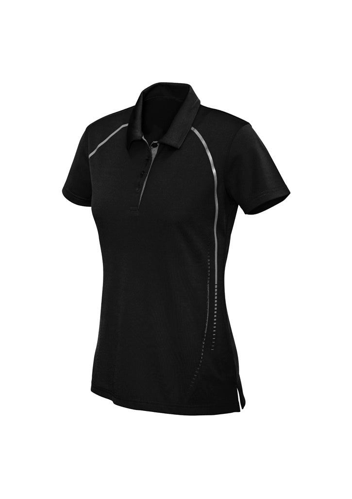 Biz Collection Womens Cyber Short Sleeve Polo - Navy/Silver