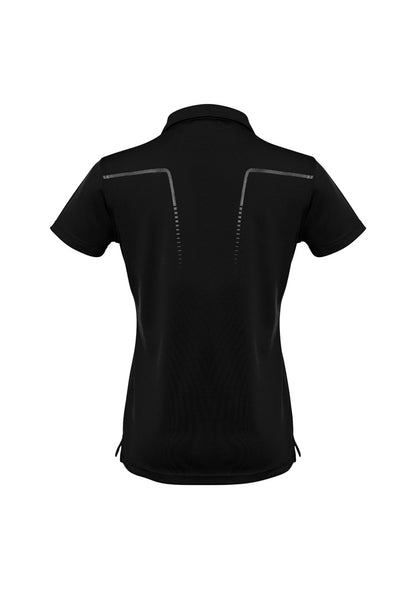 Biz Collection Womens Cyber Short Sleeve Polo - Black/Silver