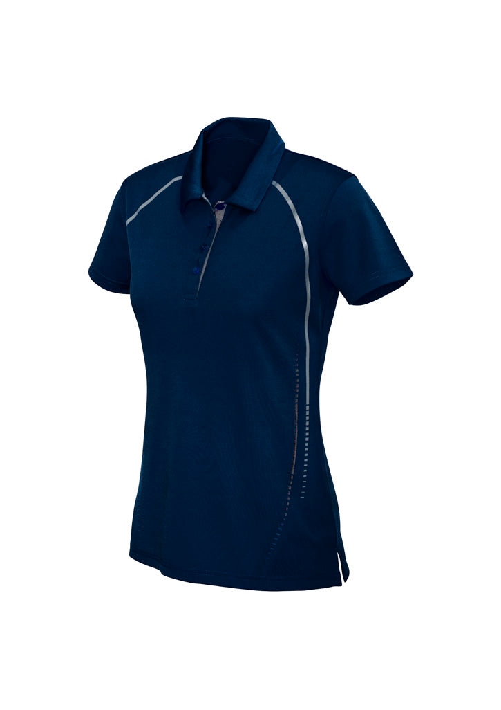 Biz Collection Womens Cyber Short Sleeve Polo - Navy/Silver