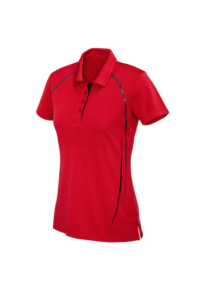 Biz Collection Womens Cyber Short Sleeve Polo - Red/Silver