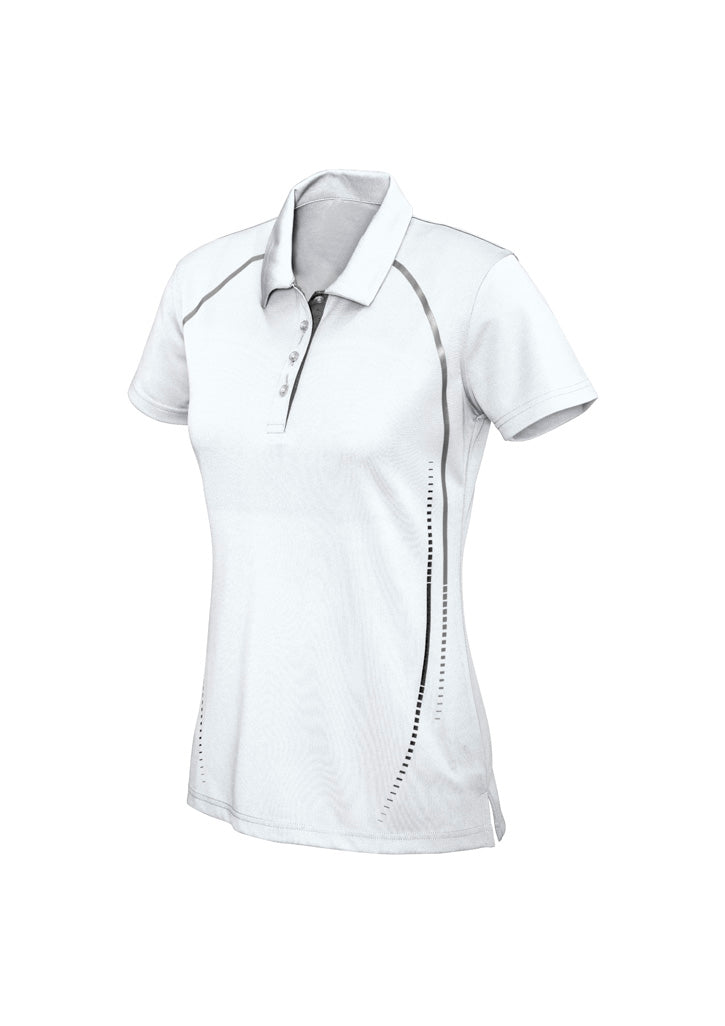 Biz Collection Womens Cyber Short Sleeve Polo - White/Silver