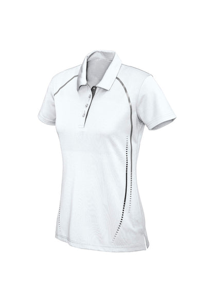 Biz Collection Womens Cyber Short Sleeve Polo - White/Silver