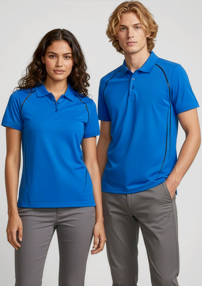 Biz Collection Mens Cyber Short Sleeve Polo - Royal/Silver