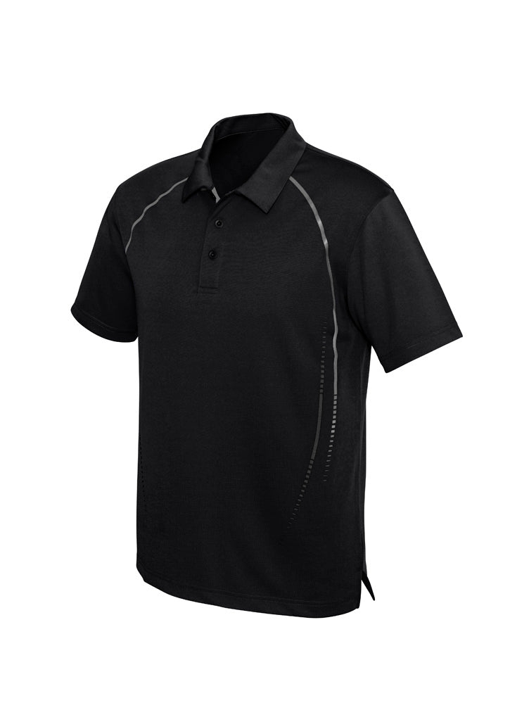 Biz Collection Mens Cyber Short Sleeve Polo - Black/Silver
